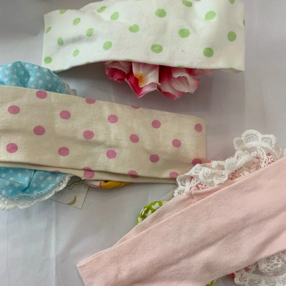 Haute Baby Girl Headbands New Set Of 3  Floral Polka Lace 2 Infant 1 Toddler